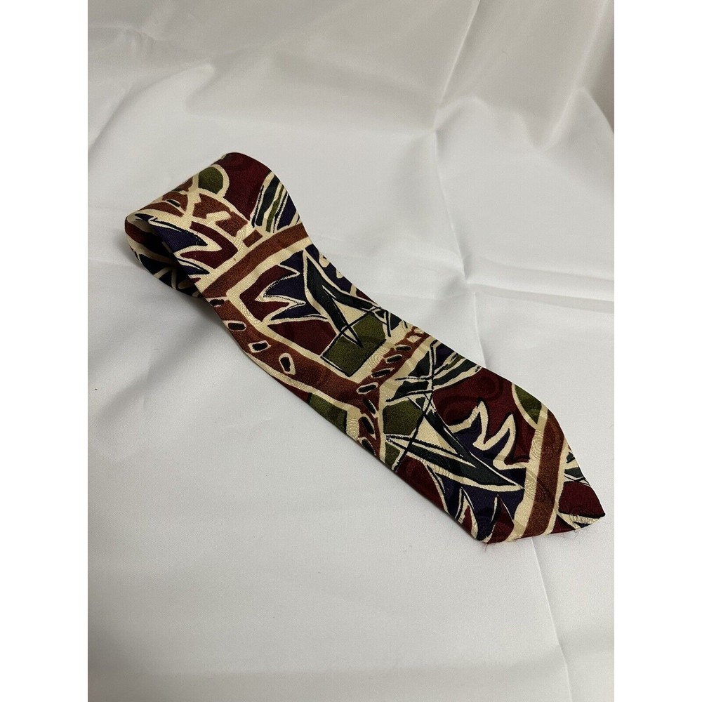 Vintage Bugatti Tie 100% Italian Silk Colorful Geometric
